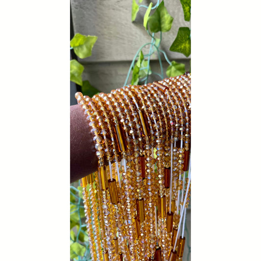 Brown and crystals with Rectangle waist beads