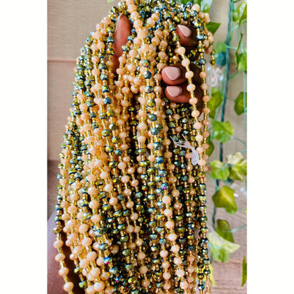 Peach and Green waist beads