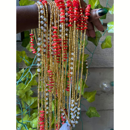 Gold and Orange with White Crystals