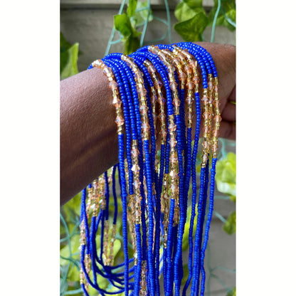 Royal Blue and Gold Waist Beads