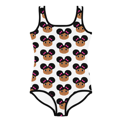Afro Puffs and Pink Bows "Jordyn" Cocoa Cutie Kids Swimsuit(2T-7)