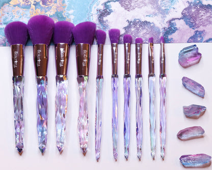 Purple 10 Piece Crystal Makeup Brush Set