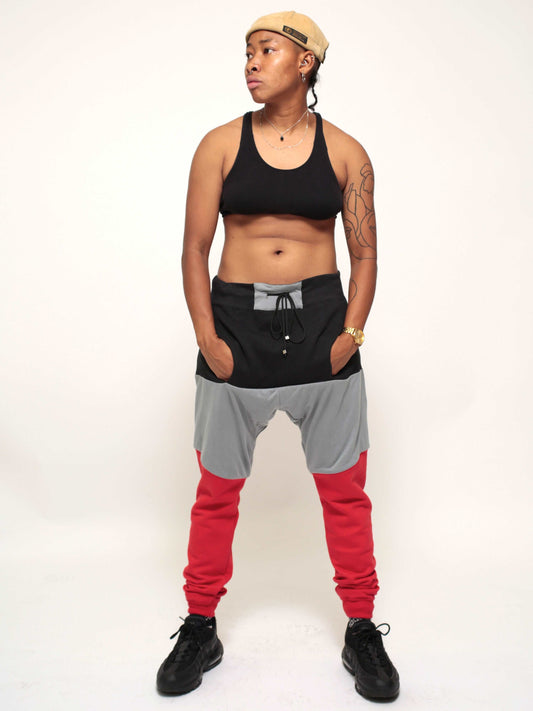 RED & BLACK UPCYCLED JOGGERS