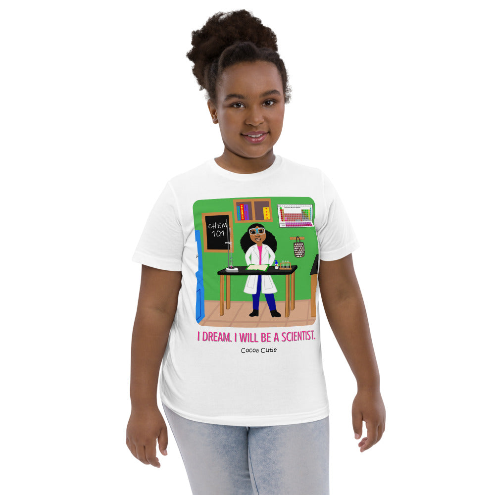 Scientist Jordyn Cocoa Cutie I Dream. I Will. Kid's Tee (Girl)