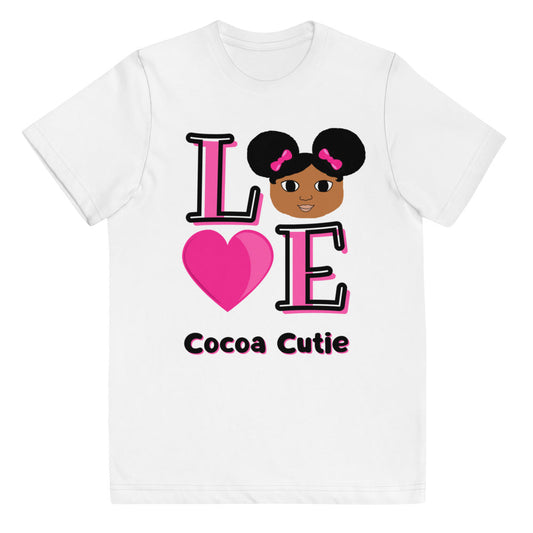 Cocoa Cutie Afro Puffs Love Cotton Youth Tee-Jordyn